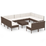 Set Divani da Giardino 12 pz con Cuscini in Polyrattan Marrone