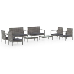 Set Divani da Giardino 8 pz con Cuscini in Polyrattan Grigio