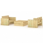 Set Salotto da Giardino 3 pz Legno Massello di Pino Impregnato