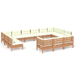 Set Divani da Giardino 13 pz con Cuscini Miele Legno di Pino