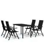 Set Mobili da Pranzo per Giardino 5 pz Nero