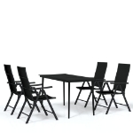 Set da Pranzo da Giardino 5 pz Nero