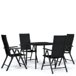 Set da Pranzo da Giardino 5 pz Nero