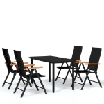 Set da Pranzo da Giardino 5 pz Nero