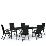 Set Mobili da Pranzo per Giardino 7 pz Nero