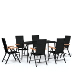 Set da Pranzo da Giardino 7 pz Nero