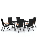 Set da Pranzo da Giardino 7 pz Nero