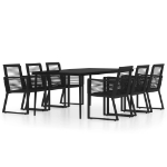 Set Mobili da Pranzo per Giardino 7 pz Nero