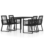 Set Mobili da Pranzo per Giardino 5 pz Nero