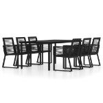 Set Mobili da Pranzo per Giardino 7 pz Nero