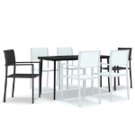 Set Mobili da Pranzo per Giardino 7 pz Nero e Bianco