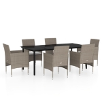 Set da Pranzo da Giardino 7 pz con Cuscini Beige e Nero