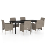 Set da Pranzo da Giardino 7 pz con Cuscini Beige e Nero