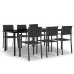 Set Mobili da Pranzo da Giardino 7 pz Nero