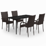 Set da Pranzo da Giardino 5 pz Marrone e Nero