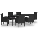 Set Mobili da Pranzo per Giardino 7 pz Nero