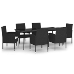 Set Mobili da Pranzo per Giardino 7 pz Nero