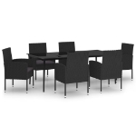 Set Mobili da Pranzo per Giardino 7 pz Nero