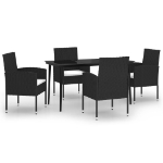 Set Mobili da Pranzo per Giardino 5 pz Nero