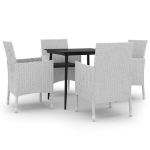 Set da Pranzo per Giardino 5 pz con Cuscini Polyrattan e Vetro