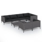 Set Divani Giardino 8 pz con Cuscini in Polyrattan Grigio Scuro