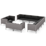 Divani da Giardino 11 pz con Cuscini in Polyrattan Grigio Scuro