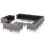 Divani da Giardino 12 pz con Cuscini in Polyrattan Grigio Scuro