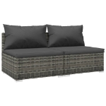 Set Divani da Giardino con Cuscini 2 pz in Polyrattan Grigio