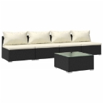 Set Divani da Giardino 5 pz con Cuscini in Polyrattan Nero