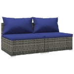 Set Divani da Giardino 2 pz con Cuscini in Polyrattan Grigio