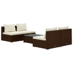 Set Divani da Giardino 5 pz con Cuscini in Polyrattan Marrone