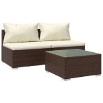 Set Divani da Giardino con Cuscini 3 pz in Polyrattan Marrone