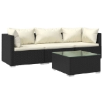 Set Divani da Giardino 4 pz con Cuscini in Polyrattan Nero