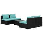 Set Divani da Giardino 5 pz con Cuscini in Polyrattan Nero