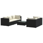 Set Mobili da Giardino 6 pz con Cuscini in Polyrattan Nero