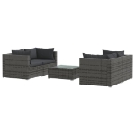 Set Divani da Giardino 5 pz con Cuscini in Polyrattan Grigio