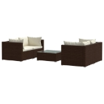 Set Divani da Giardino 5 pz con Cuscini in Polyrattan Marrone