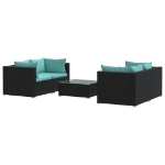 Set Divani da Giardino 5 pz con Cuscini in Polyrattan Nero