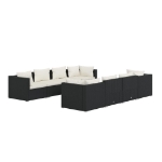 Set Divani da Giardino 9 pz con Cuscini in Polyrattan Nero