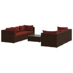 Set Divani da Giardino 7 pz con Cuscini in Polyrattan Marrone