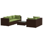 Set Divani da Giardino 6 pz con Cuscini in Polyrattan Marrone