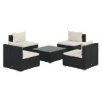 Set Divani da Giardino 5 pz con Cuscini in Polyrattan Nero