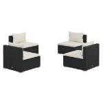 Set Divani da Giardino 4 pz con Cuscini in Polyrattan Nero