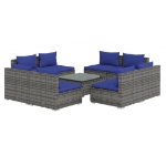 Set Divani da Giardino 9 pz con Cuscini in Polyrattan Grigio