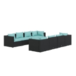 Set Divani da Giardino 9 pz con Cuscini in Polyrattan Nero