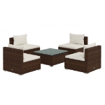 Set Divani da Giardino 5 pz con Cuscini in Polyrattan Marrone