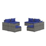 Set Divani da Giardino 8 pz con Cuscini in Polyrattan Grigio