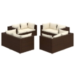 Set Divani da Giardino 8 pz con Cuscini in Polyrattan Marrone