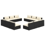 Set Divani da Giardino 12 pz con Cuscini in Polyrattan Nero