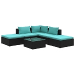 Set Salotto da Giardino 6 pz con Cuscini in Polyrattan Nero